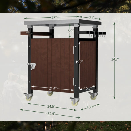 Outdoor Grill Cart Stainless Steel Top With Storage - Omega Lifestyles