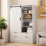 White Sliding Barn Door MDF Wardrobe Armoire Cabinet