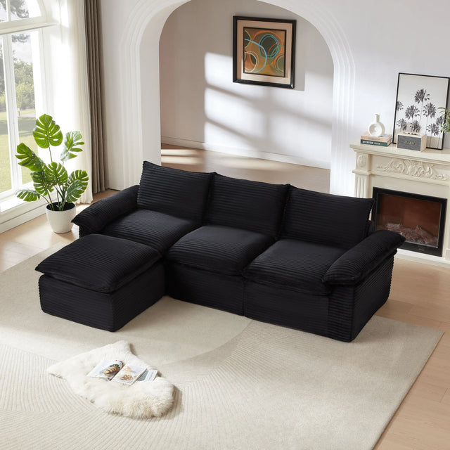 Modern Corduroy Cloud 4-Seat Foam Spring Sofa - Omega Lifestyles