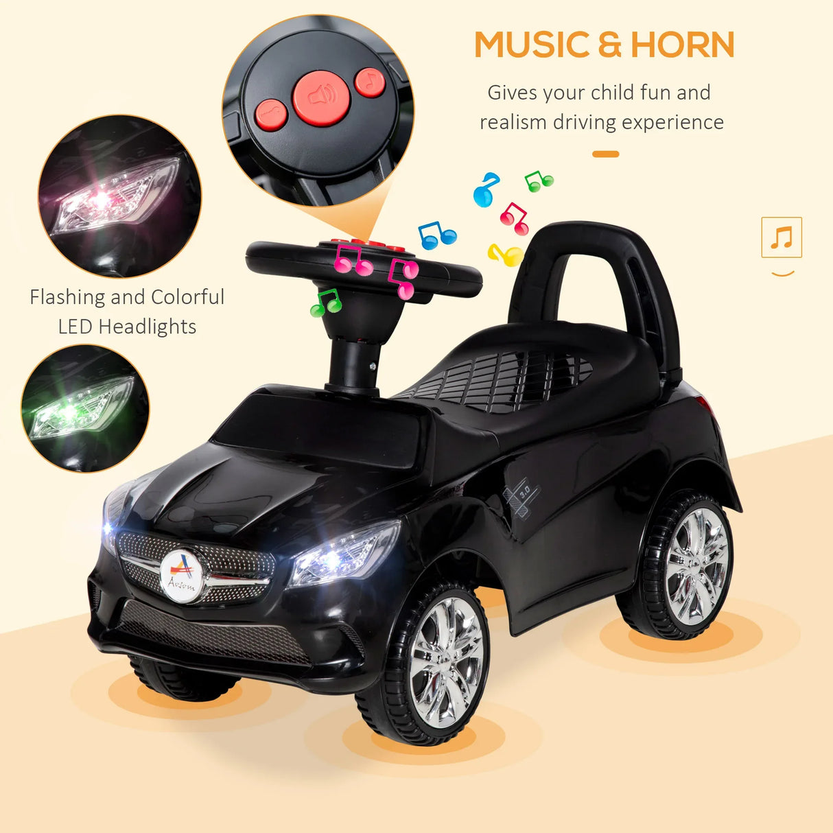 Toddler Foot-to-Floor Ride-On Push Car With Horn - Omega Lifestyles