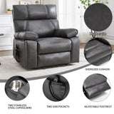 Medium-Firm Faux Leather Power Lift Massage Recliner Chair - Omega Lifestyles