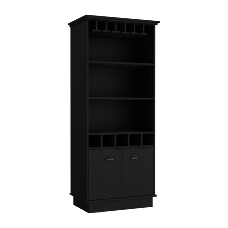 Modern Black Particle Board Kitchen Storage Bar Cabinet 70-Inch - Omega Lifestyles