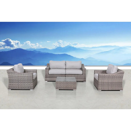 5-Piece 4-Seater All-Weather Wicker Outdoor Conversation Set - Omega Lifestyles