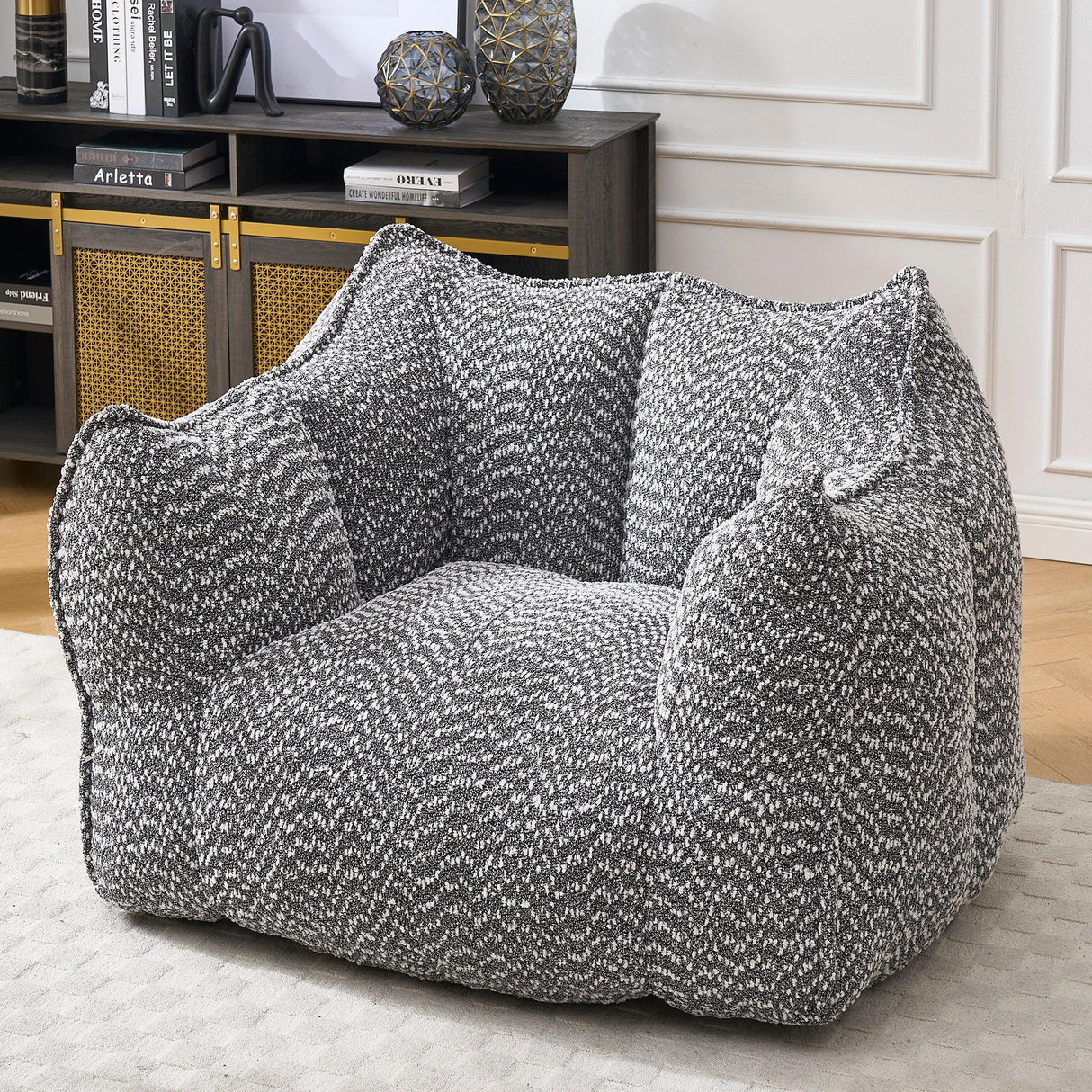 Chenille Bean Bag Chair With Resilient Foam - Omega Lifestyles