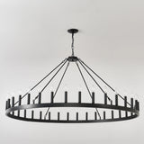 Matte Black Farmhouse 36-Light Wagon Wheel Chandelier - Omega Lifestyles