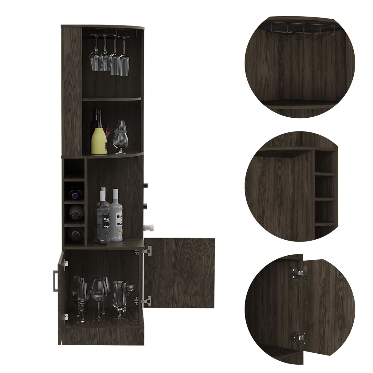 Modern Brown Particle Board Seattle Bar Cabinet Storage Furniture - Omega Lifestyles