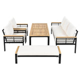 5-Piece Acacia Wood Iron Frame Patio Furniture Set - Omega Lifestyles