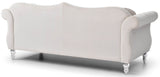 Ivory Velvet 3-Seat Tufted Sofa With Nailhead Trim - Omega Lifestyles