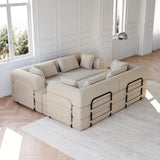 Convertible Chenille Foam 4-Seat Folding Sleeper Sofa Bed Set - Omega Lifestyles