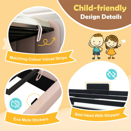 Pink Velvet Upholstered Twin Storage Daybed With Metal Frame - Omega Lifestyles