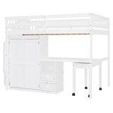 Full Full Size Loft Bed With Stairs Desk And Storage - Omega Lifestyles