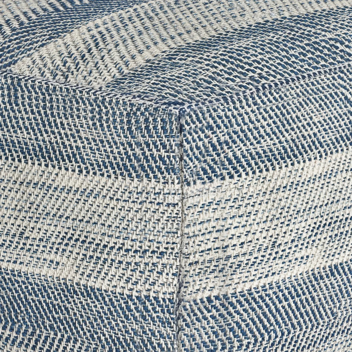 Teal Mélange Square Fabric Pouf Ottoman Seating - Omega Lifestyles