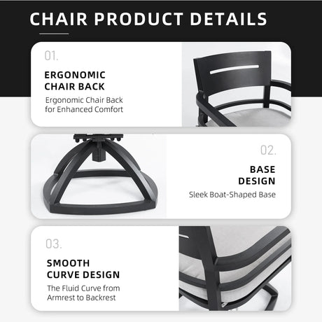 2-Piece Outdoor Aluminum Swivel Rocker Chairs With Cushions - Omega Lifestyles