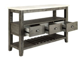 Gray Oak Marble Top Storage Server With Drawers - Omega Lifestyles