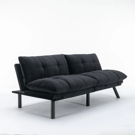 Black Upholstered Convertible Twin Sofa Bed With Foam Cushion - Omega Lifestyles