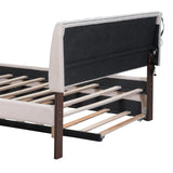 Queen Teddy Fleece Upholstered Platform Bed With Trundle - Omega Lifestyles