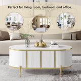 Modern Fluted MDF Coffee Table With Storage Cabinets - Omega Lifestyles