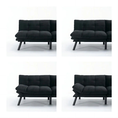 Black Upholstered Convertible Twin Sofa Bed With Foam Cushion - Omega Lifestyles