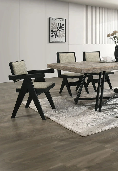 Contemporary 7-Piece Black Rubberwood Dining Set - Omega Lifestyles