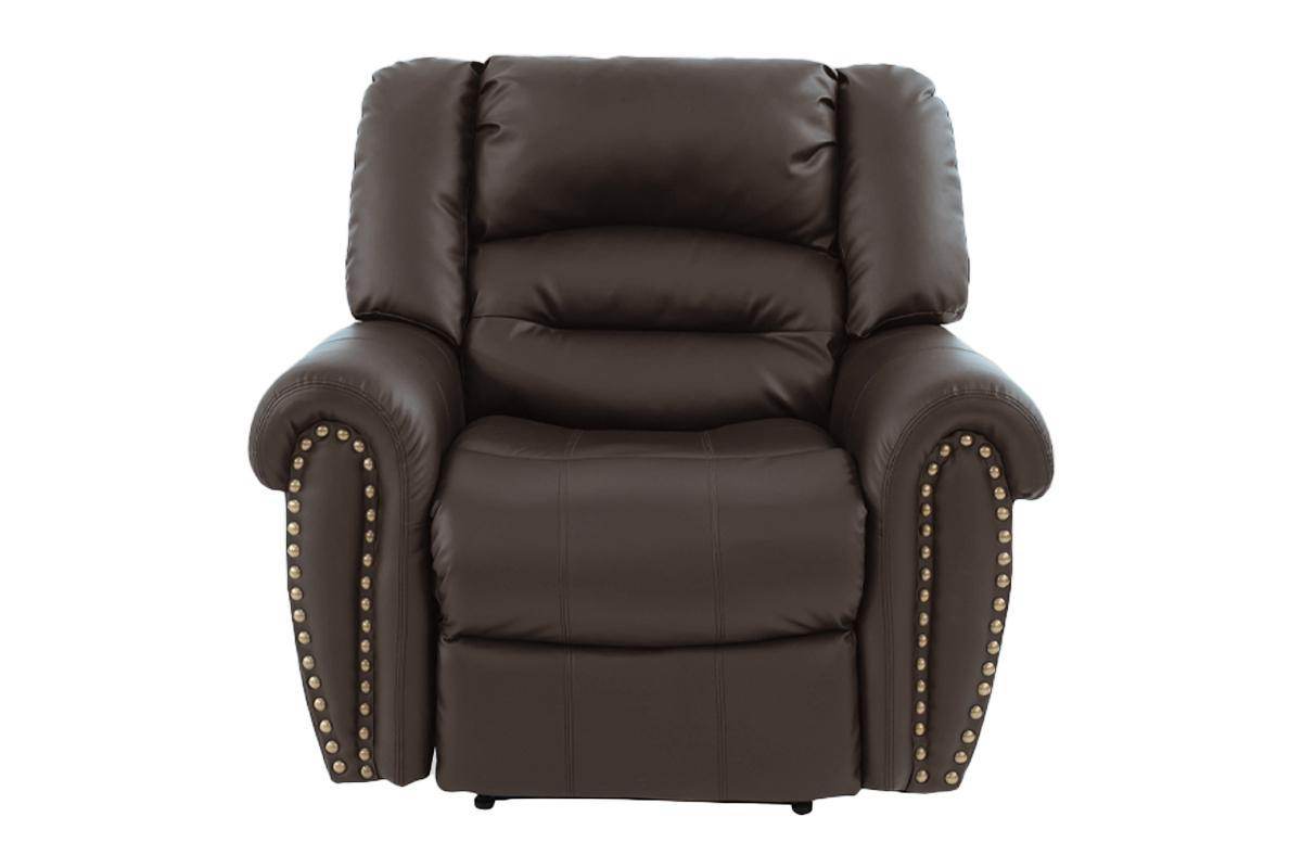 Manual Bonded Leather Recliner Chair With Nailhead Trim - Omega Lifestyles