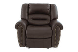 Manual Bonded Leather Recliner Chair With Nailhead Trim - Omega Lifestyles