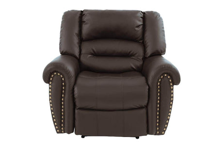 Manual Bonded Leather Recliner Chair With Nailhead Trim - Omega Lifestyles