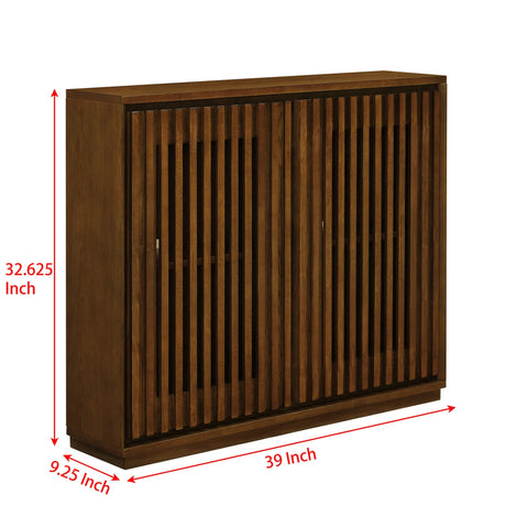 Mid Century Modern Fluted Walnut Solid Wood Sideboard Cabinet - Omega Lifestyles