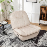 Modern Ivory Velvet Swivel Gliding Recliner Chair With Phone Holder - Omega Lifestyles