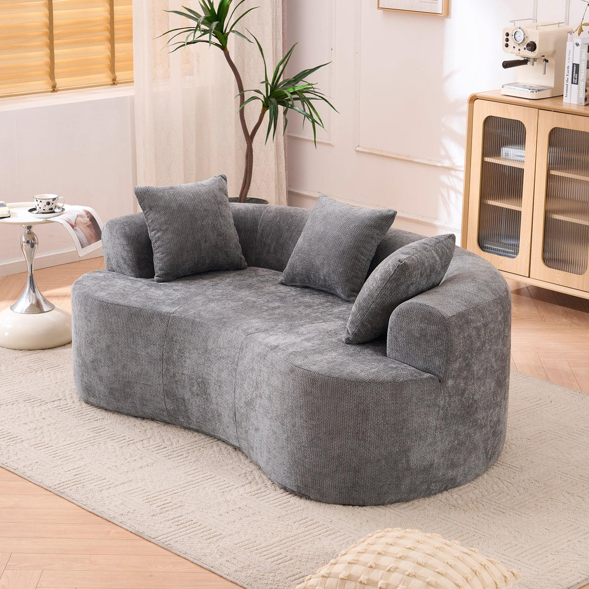 Gray Crescent Modular Foam Spring Three-Seater Sofa - Omega Lifestyles