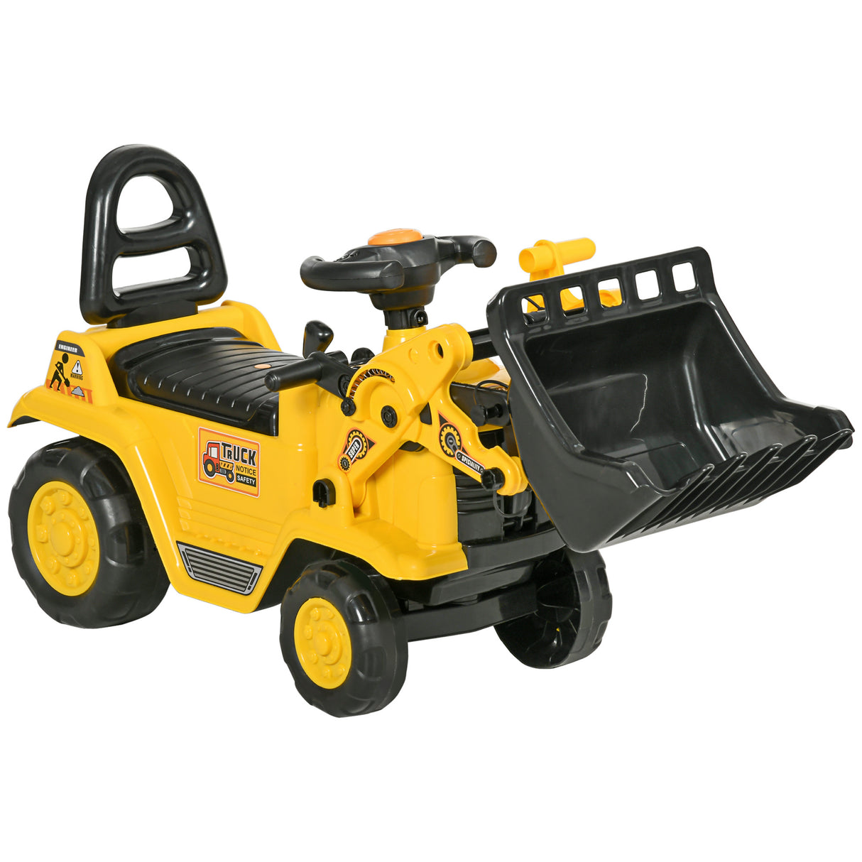 Kids 2-in-1 Ride On Excavator Bulldozer With Storage