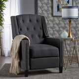 Dark Gray Fabric Push Back Recliner Chair With Birch Legs - Omega Lifestyles