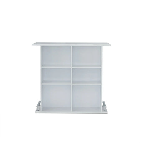 Gloss White High Gloss Finish Bar Table With Storage Compartments - Omega Lifestyles