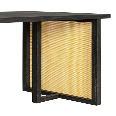 7-Piece Farmhouse Dining Table Set With Rattan Chairs - Omega Lifestyles