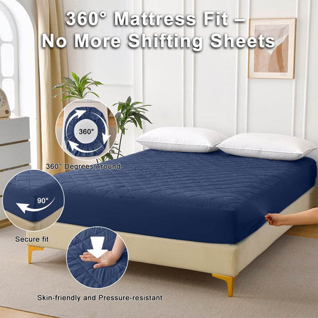 Waterproof Ultrasonic Quilted Cotton Fitted Sheet Queen - Sleep Galleria