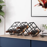 Modern Industrial Iron 7-Bottle Tabletop Wine Rack - Omega Lifestyles