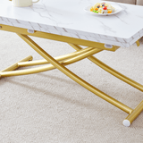 Multifunctional Adjustable Height White Gold Lift Table - Sleep Galleria
