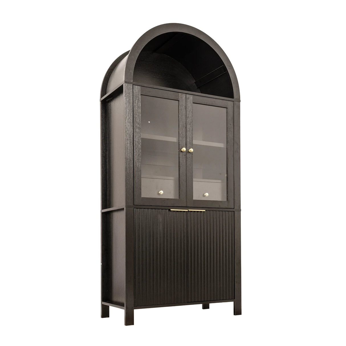 Modern Fluted Tall Arched Adjustable Shelf Pantry Cabinet - Omega Lifestyles