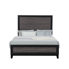 Modern Two-Tone Black Gray Solid Wood Queen Bed Frame - Omega Lifestyles