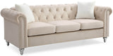 Velvet Foam Filled Tufted Three-Seat Sofa - Omega Lifestyles