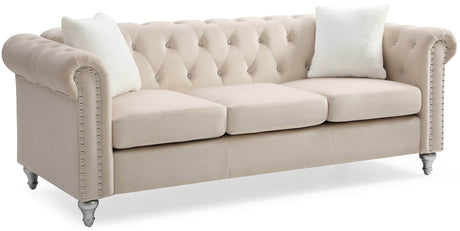 Velvet Foam Filled Tufted Three-Seat Sofa - Omega Lifestyles