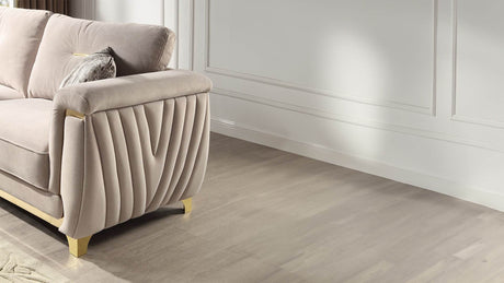 Contemporary Velvet Upholstered Solid Wood Sofa With Gold Accents - Omega Lifestyles