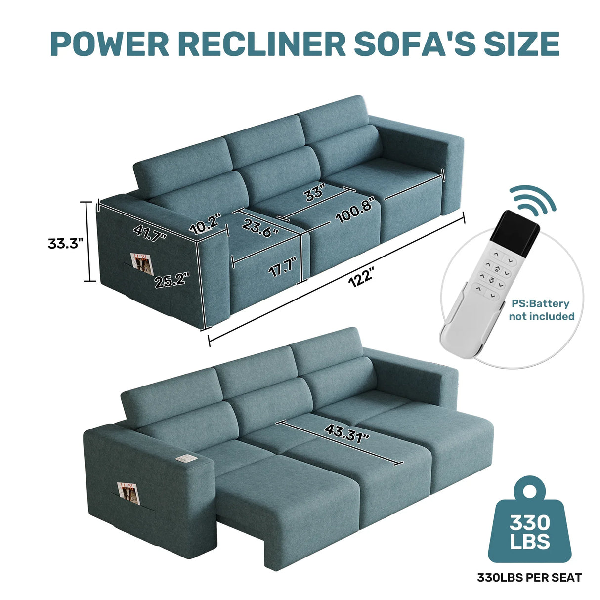 Power Recliner Sofa With Wireless Charging And Bluetooth - Omega Lifestyles