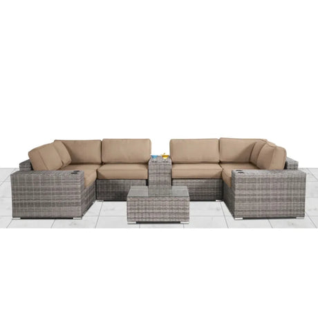Weather-Resistant Rattan Wicker 10-Piece Outdoor Sectional Set - Omega Lifestyles