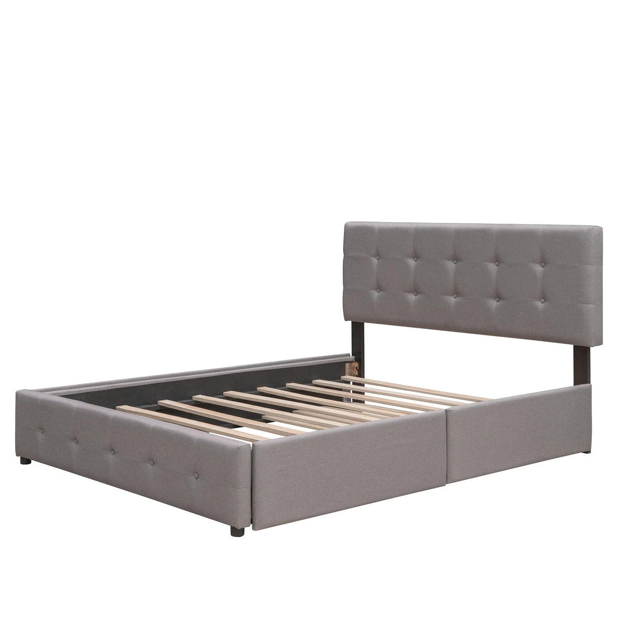 Upholstered Platform Bed With Drawers And Twin XL Trundle - Omega Lifestyles