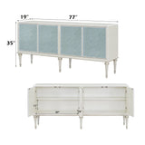 French Provincial Pearl White Silver Console Cabinet - Omega Lifestyles