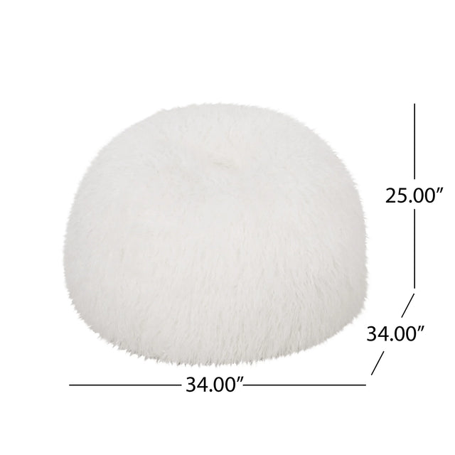 Rounded Faux Fur Foam Filled Bean Bag Chair - Omega Lifestyles