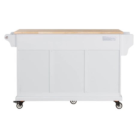 Solid Wood Rubberwood Kitchen Cart With Storage Drawers - Omega Lifestyles