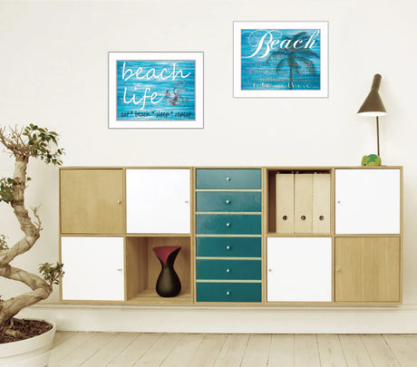Set of 2 Beach Life Collection Multicolor Framed Wall Art - Omega Lifestyles