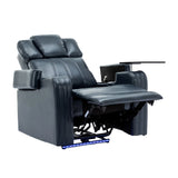 Blue PU Leather Power Recliner Chair With Cooling Cup Holder - Omega Lifestyles