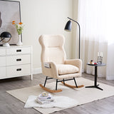 Beige Cotton Upholstered Ergonomic Rocking Chair - Omega Lifestyles